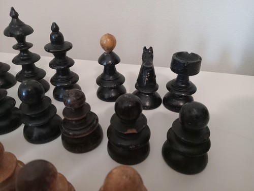 Antike Schachfiguren alt Wiener Kaffeehausstil groß ca. 1920er - 50er Jahre - Bild 5 von 14