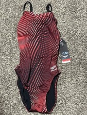 Speedo Endurance Warped Weave Flyback Swimsuit Maroon WOMENS GIRLS SIZE 30