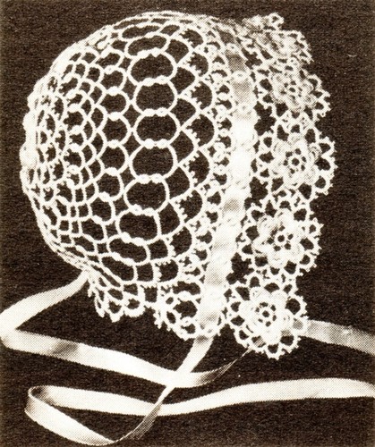 Precious Irish Rose Vintage Baby Bonnet Tatting Pattern 