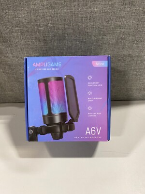 Fifine Ampligame A6V Gaming Microphone RGB Lighting -OPEN