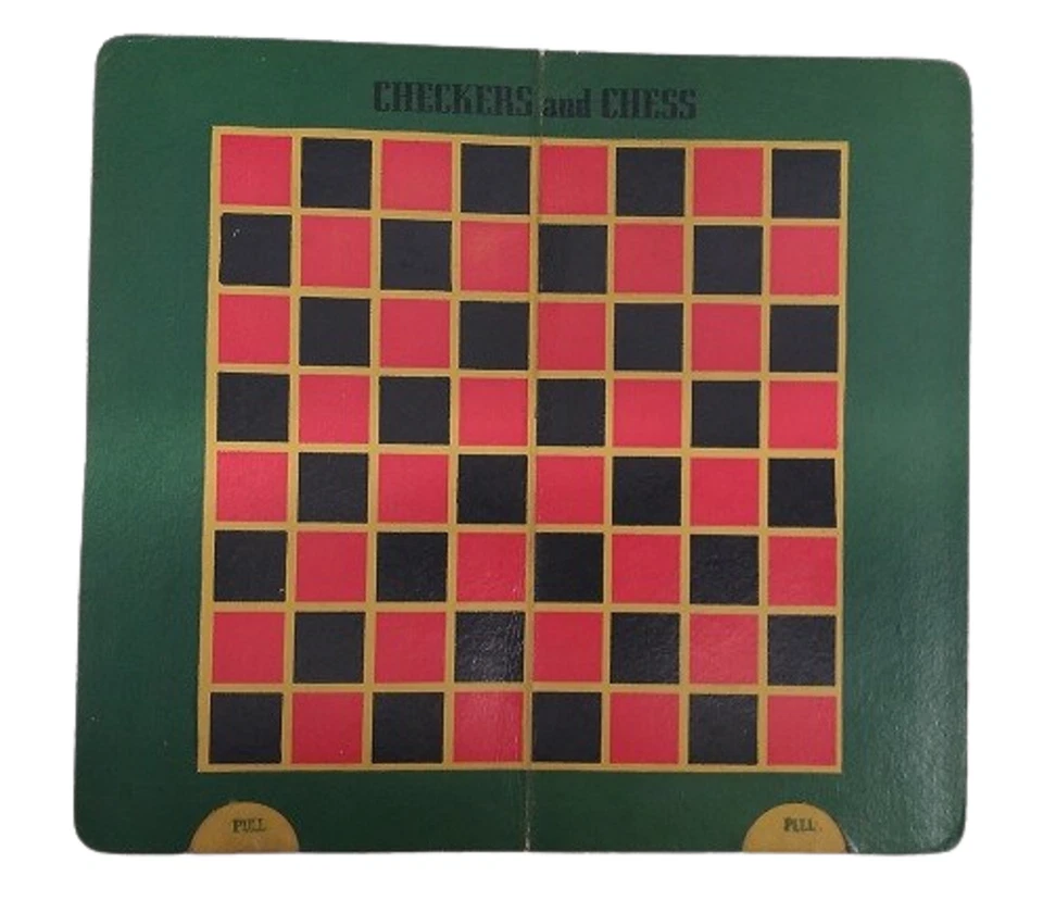 1942 VTG Chinese Checkers Regular Checkers & Chess Fold Out Game Board w/ Pieces - Image 2 of 4