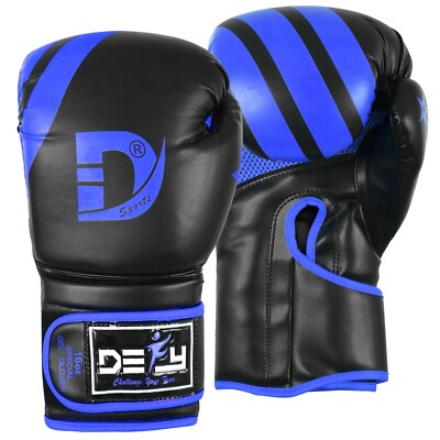 DEFY  Boxing Gloves Muay Thai Kick Boxing MMA Fight Sparring USA Designed BLUE