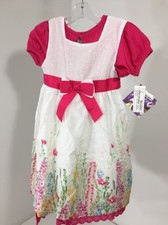 BLUEBERI BOULEVARD GIRLS 2 PIECE SET DRESS/SHRUG WHITE/FUCHSIA 6X 6/7 NEW 52
