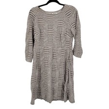 Vintage Quilted Burnout Textured Long Sleeve Bodycon Mini Dress 16 Taupe Grunge