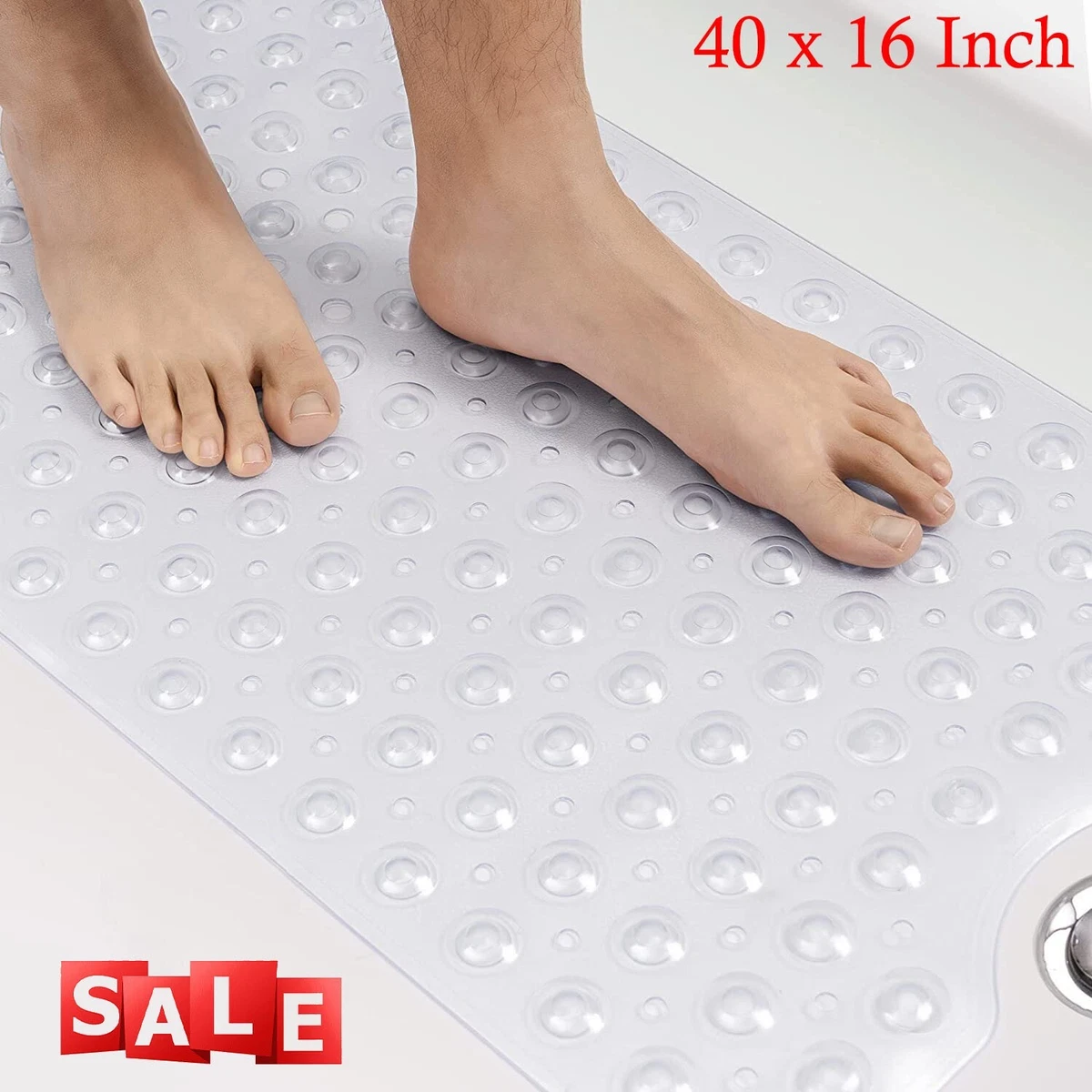 Pvc Non Slip Large Bath Mat Safety Suction Cup Bathroom Shower Mat