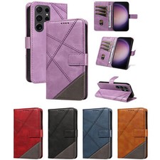 Luxury Splice Leather Wallet Phone Case for Samsung S24 S23 S22 S21 S20 Note 20