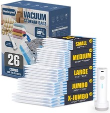 Vacuum Storage Bags with Electric Pump 26 Combo 3X-Jumbo, 5 Jumbo, 5 Large, 8