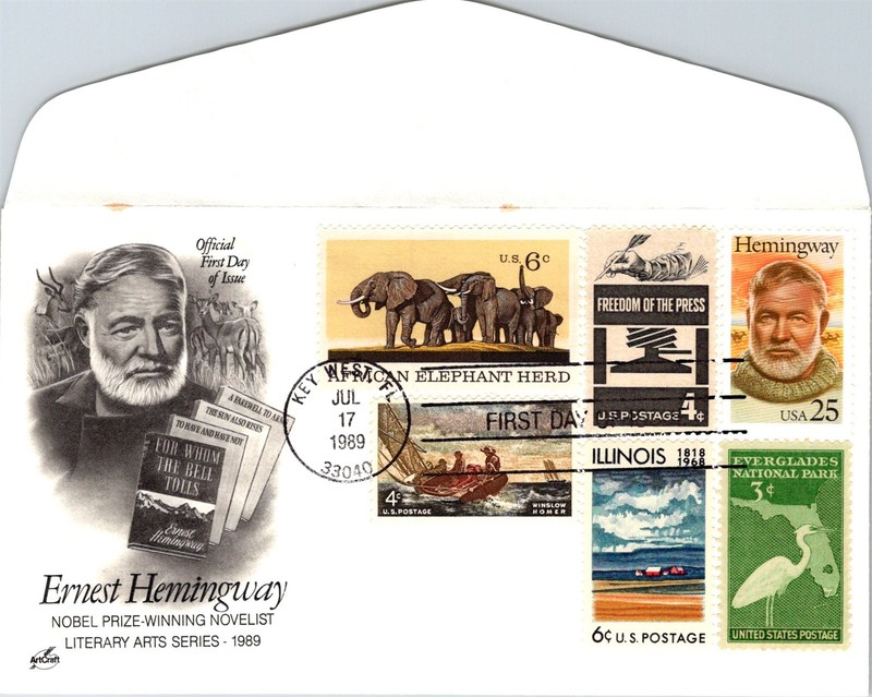 S09-6206, ERNEST HEMINGWAY, COMBO, ARTCRAFT FDC