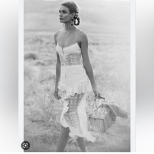 For Love & Lemons Lovebird Lace Midi Dress White  Size XS  Ruffles New