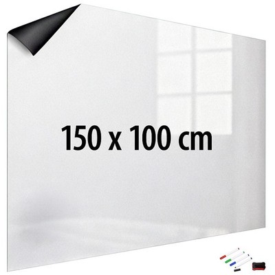 infactory Magnetische Whiteboard-Folie, selbstklebend, 4 Marker, 150 x 100 cm