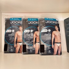 Jockey Elance Mens String Bikini Underwear XL 40-42 3 Packsx2/ Pack Black Cotton