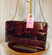 A beautiful vintage fine python skin evening bag with satin sides by Dorca Spain