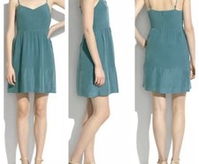 Madewell 100% Silk Mini Dress Teal Blue Size 4
