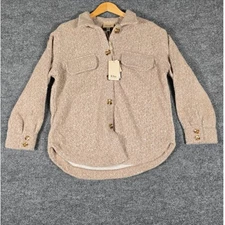 Elie Tahari Taupe Heather Textured Shacket Shirt Jacket Womens Size M
