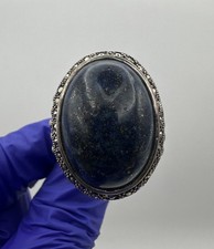 925 Sterling Silver Large Oval Blue Sodalite Statement Ring 15.6g Size 9 C048