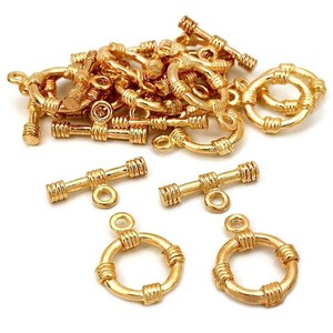Authentic Bali Toggle Clasps Gold Plated Part 15.5mm Approx 12