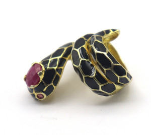 Authentic Natural Ruby Snake Ring Gold Plated 925 Silver Unique Jewelry Size 5.75