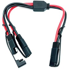 SAE Y Splitter Adapter Cable 1 to 2 DC Power Automotive Red Black