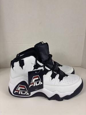 FILA THE 95 White Navy Mid Top Basketball Sneaker Lace Up 1VB90040-127 Size 9