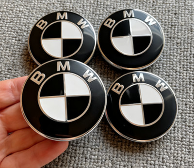 4PCS 56MM/2.2IN Black&White Wheel Center Emblem Caps For BMW 2018-2024 US-