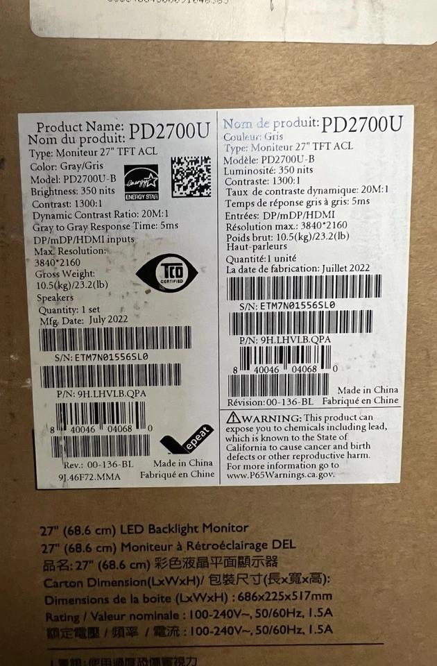 BenQ  Designer Monitor PD2700U - Image 2 of 2