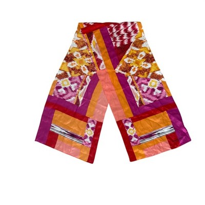 Adrienne Landau Studio Silk Scarf Patchwork Multicolor Rectangular 52''x10''