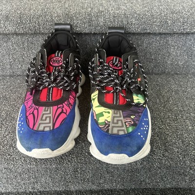 Versace Chain Reaction Men's Multicolor Graphic Print Low Top Lace Italy Made 