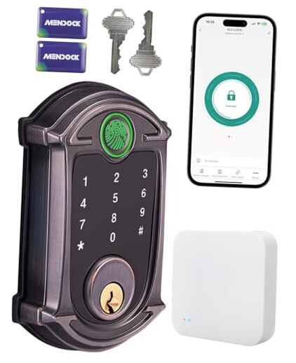 Keyless-Entry Deadbolt Smart Lock Venetian Bronze With Gateway (WiFi)-image