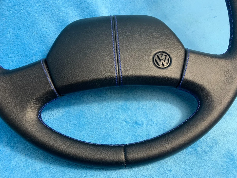 Lenkrad VW T4 neu bezogenes Lederlenkrad blau Naht - Bild 4 von 4