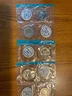 Five 1968 (P) Washington Quarters 25¢ -BU - Brilliant Uncirculated Mint In Cello