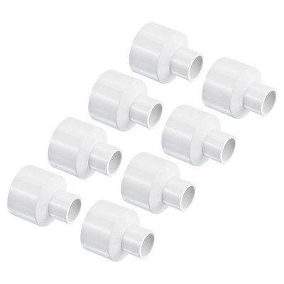 8Stk.PVC-Reduzierrohrverschraubung 1-1/4x1/2'' ID, gerader Kupplungsadapter, weiß