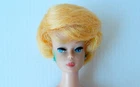 Vtg 1960's BARBIE DOLL Side Part BUBBLE CUT Lemon Blonde GREEN EAR Japan