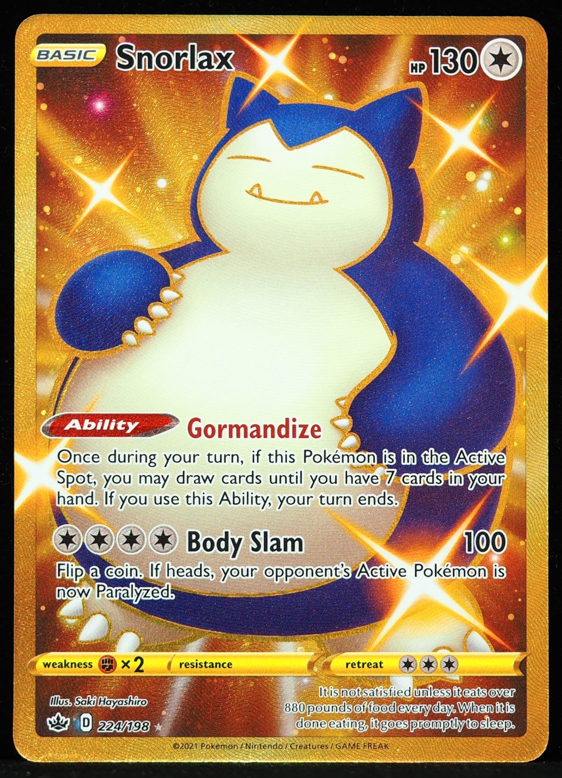 Snorlax #224/198 Chilling Reign NM- Inked Bottom Border Pokemon Card