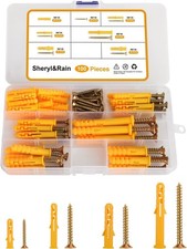 100 Pcs Wall Plugs and Screws Set For Heavy Duty Raw Rawl Plasterboard Fixing