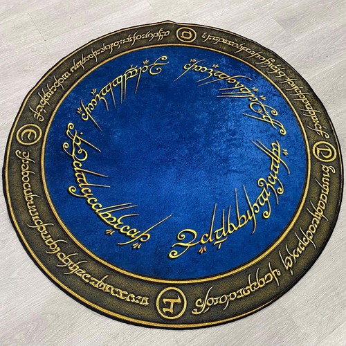 Lord Of The Rings Rug, Elvish Script Decor, Fantasy Round Rug, Middle Earth Rug - Picture 7 of 11