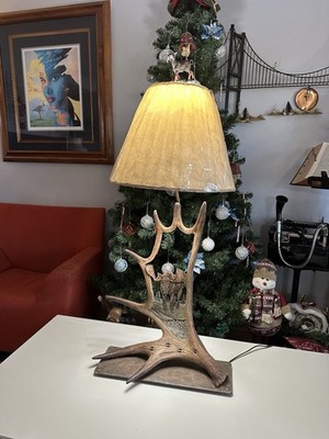VTG Mill Creek Studios Artist Tim Herrick Moose antler Lamp 40
