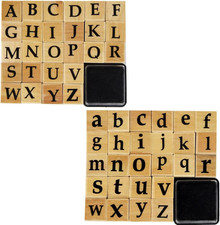 Wooden Rubber Stamps, 52Pcs Vintage Wood Letter Stamps Alphabet Stamps for C...