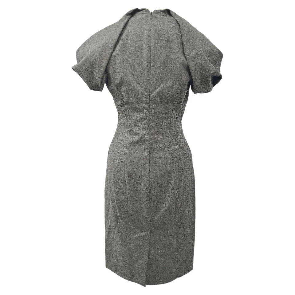 Vestido midi manga abullonada Alexander Mcqueen en lana gris Foto 3 de 4