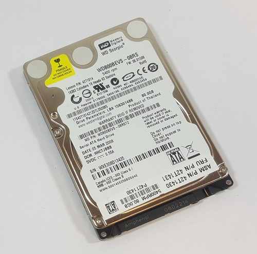 80GB Western Digital WD800BEVS-08RST2 SATA 2,5" Notebook Festplatte