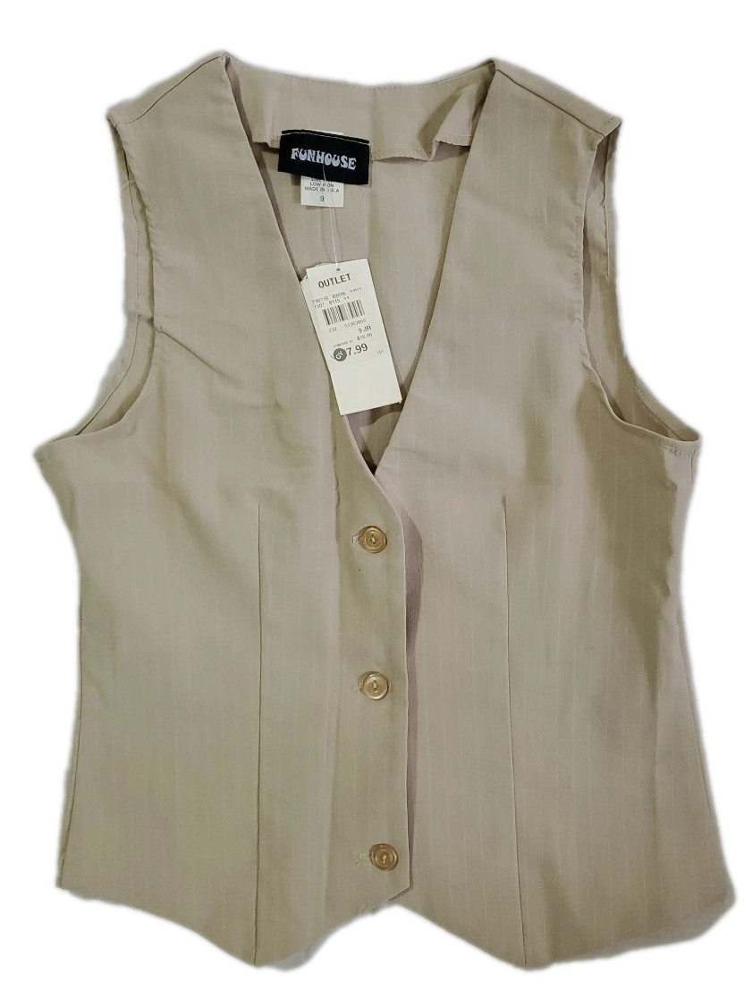 Vest Women Size 9 Beige USA Y2K-image