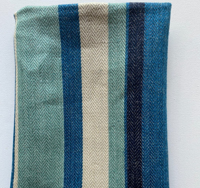 Groundworks  David Hicks Drummond Stripe Blue Designer Fabric Remnant 24''x24''