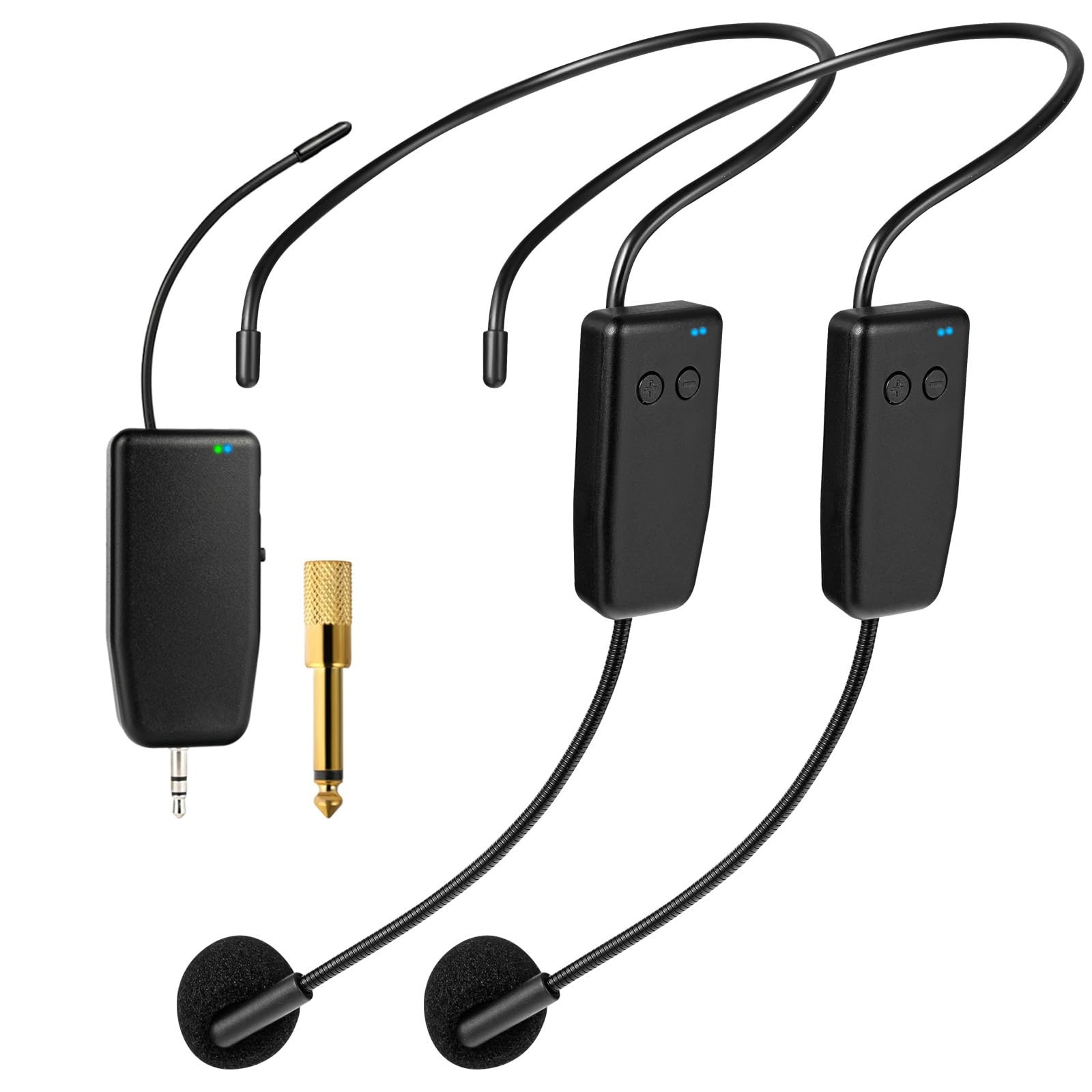 2.4G Dual Wireless Headset Mic System for 2 People with 160ft Range