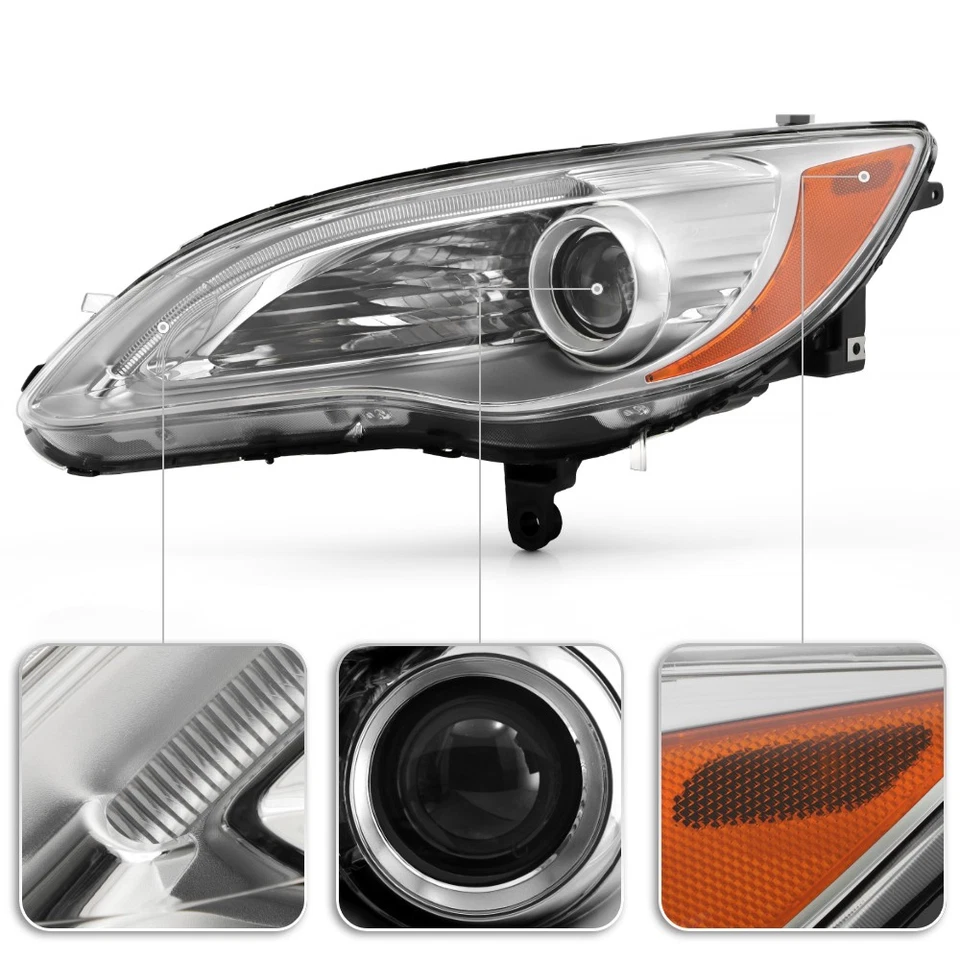 Pair Left+Right Headlights For 2011-2014 Chrysler 200 w/LED DRL Chrome Projector Foto 2 de 4