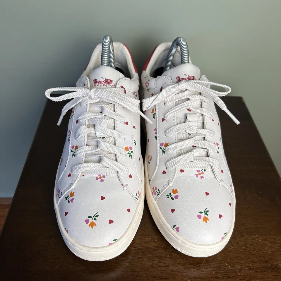 Zapatillas bajas Coach Clip para mujer 7,5 zapatos corazones flores florales C7666 blancas Foto 4 de 4