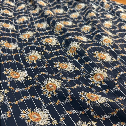 Club Monaco Tansa Kleid in tiefem Saphirblau Blumenmuster Metallic Gr. 2 - Bild 16 von 16