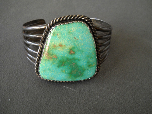 Native American Navajo Royston Turquoise Sterl Silver Split Cuff Bracelet Signed