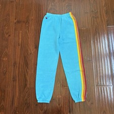 Aviator Nation 5 Stripe Sweatpants Kids Size 14 Neon Blue