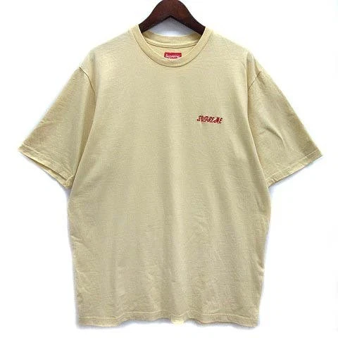 T shirt Supreme 2023SS Lavé Script Top Script Logo Manches Courtes Jaune M