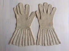 Crochet Vintage Gloves Cream Ivory Lace Small Ladies Girls 1940's 1950's