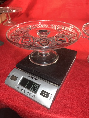 Antique 1885 EAPG Bryce Glass Pedestal Cake Stand/Plate Diamond Medallions GRAND - Picture 8 of 8